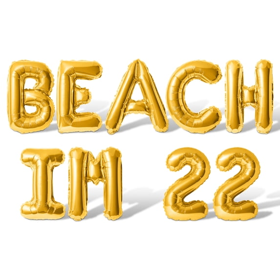 Letter Balloons - BEACH IM 22 16" Inch Alphabet Letters Foil Mylar Balloon 22nd Birthday Party Banner (Gold)