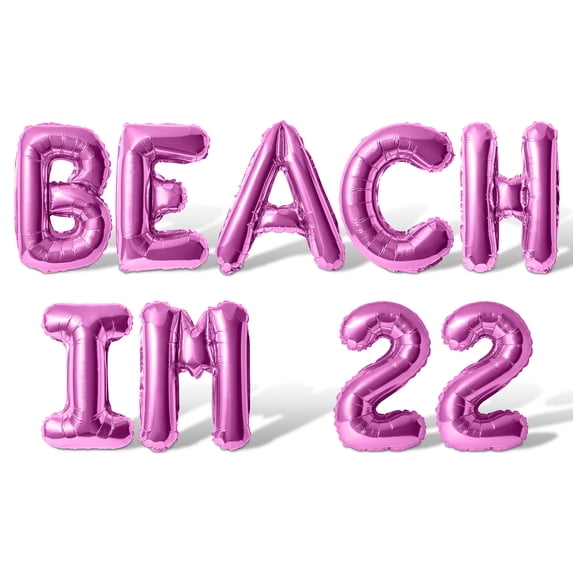 Letter Balloons - BEACH IM 22 16" Inch Alphabet Letters Foil Mylar Balloon 22nd Birthday Party Banner (Pink)