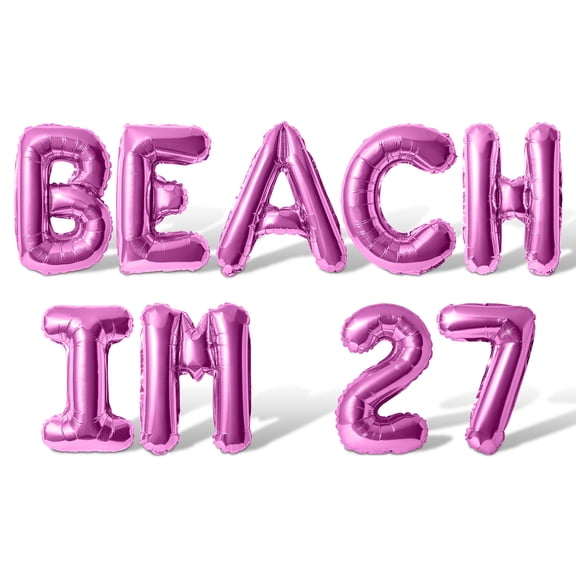 Letter Balloons - BEACH IM 27 16" Inch Alphabet Letters Foil Mylar Balloon 27th Birthday Party Banner (Pink)