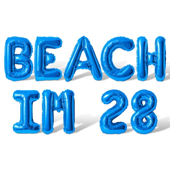 Letter Balloons - BEACH IM 28 16" Inch Alphabet Letters Foil Mylar Balloon 28th Birthday Party Banner (Blue)