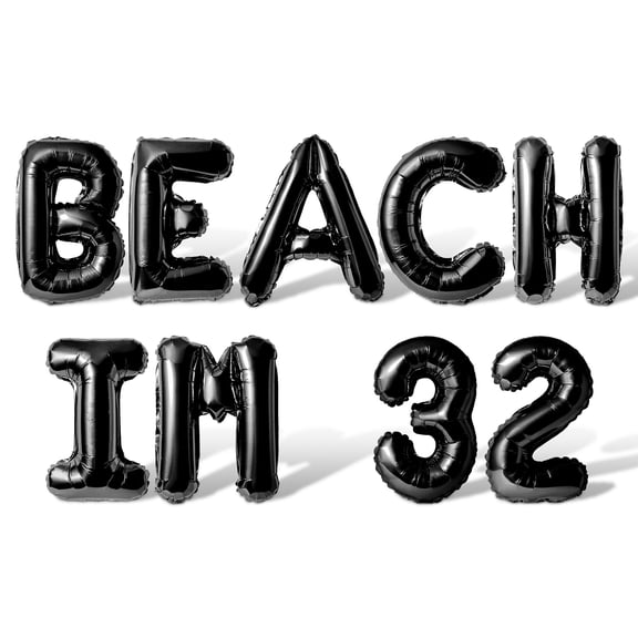 Letter Balloons - BEACH IM 32 16" Inch Alphabet Letters Foil Mylar Balloon 32nd Birthday Party Banner (Black)