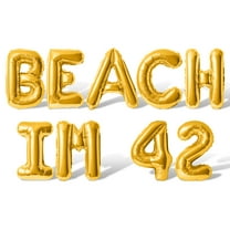 Letter Balloons - BEACH IM 42 16" Inch Alphabet Letters Foil Mylar Balloon 42nd Birthday Party Banner (Gold)
