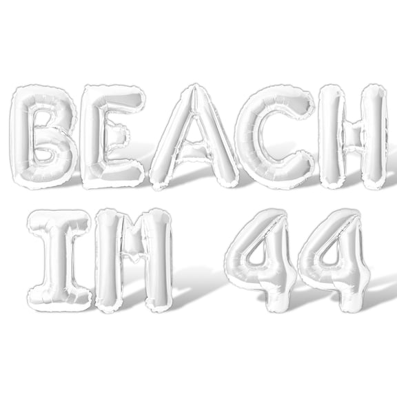 Letter Balloons - BEACH IM 44 16" Inch Alphabet Letters Foil Mylar Balloon 44th Birthday Party Banner (White)
