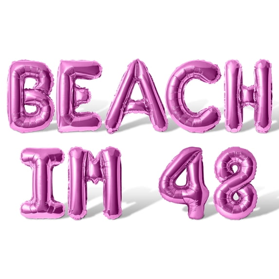 Letter Balloons - BEACH IM 48 16" Inch Alphabet Letters Foil Mylar Balloon 48th Birthday Party Banner (Pink)