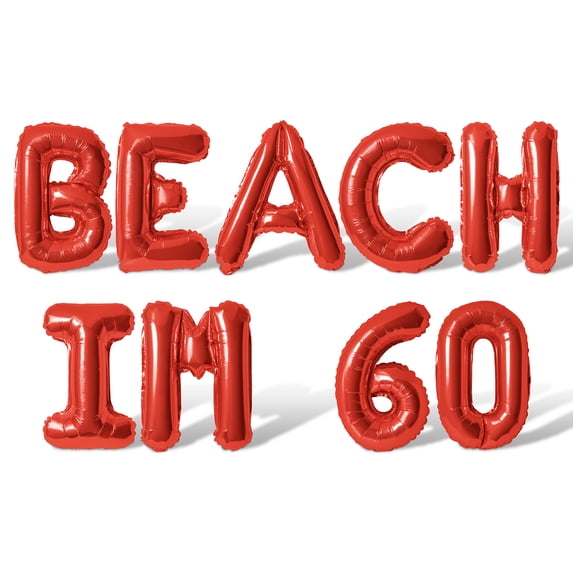Letter Balloons - BEACH IM 60 16" Inch Alphabet Letters Foil Mylar Balloon 60th Birthday Party Banner (Red)