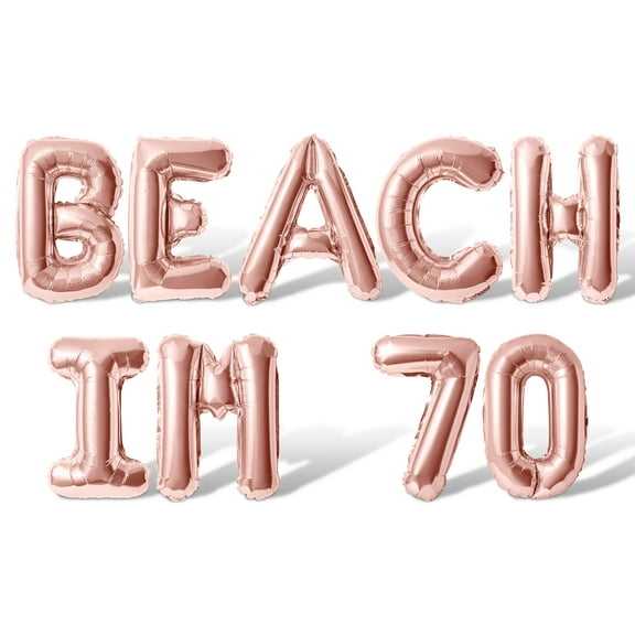 Letter Balloons - BEACH IM 70 16" Inch Alphabet Letters Foil Mylar Balloon 70th Birthday Party Banner (Rose Gold)