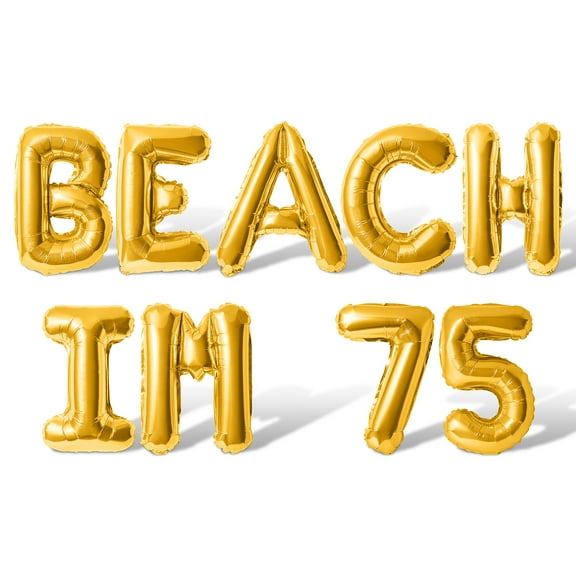 Letter Balloons - BEACH IM 75 16" Inch Alphabet Letters Foil Mylar Balloon 75th Birthday Party Banner (Gold)