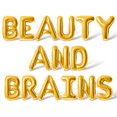 thumbnail image 1 of Letter Balloons - BEAUTY AND BRAINS 16" Inch Alphabet Letters Foil Mylar Balloon Graduation Party Banner (Gold), 1 of 5