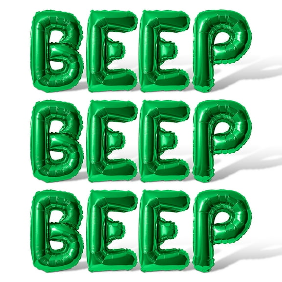 Letter Balloons - BEEP BEEP BEEP 16" Inch Alphabet Letters Foil Mylar Balloon Birthday Party Banner (Green)