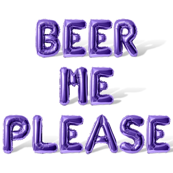 Letter Balloons - BEER ME PLEASE 16" Inch Alphabet Letters Foil Mylar Balloon Birthday Party Banner (Purple)