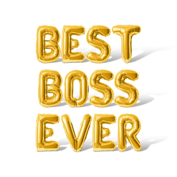 Letter Balloons - BEST BOSS EVER 16" Inch Alphabet Letters Foil Mylar Balloon Boss Day Party Banner (Gold)