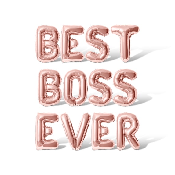 Letter Balloons - BEST BOSS EVER 16" Inch Alphabet Letters Foil Mylar Balloon Boss Day Party Banner (Rose Gold)