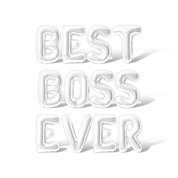 Letter Balloons - BEST BOSS EVER 16" Inch Alphabet Letters Foil Mylar Balloon Boss Day Party Banner (White)