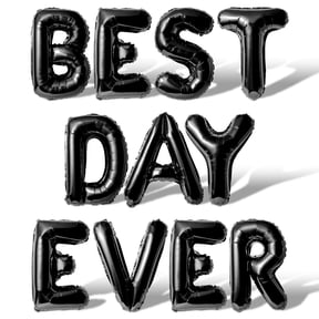 Letter Balloons - BEST DAY EVER 16" Inch Alphabet Letters Foil Mylar Balloon Bachelorette Party Banner (Black)