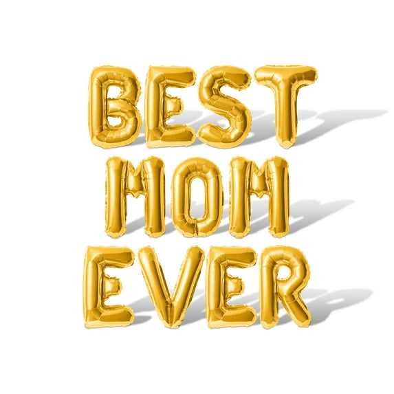 Letter Balloons - BEST MOM EVER 16" Inch Alphabet Letters Foil Mylar Balloon Mother's Day or Birthday Party or Birthday Party Banner (Gold)