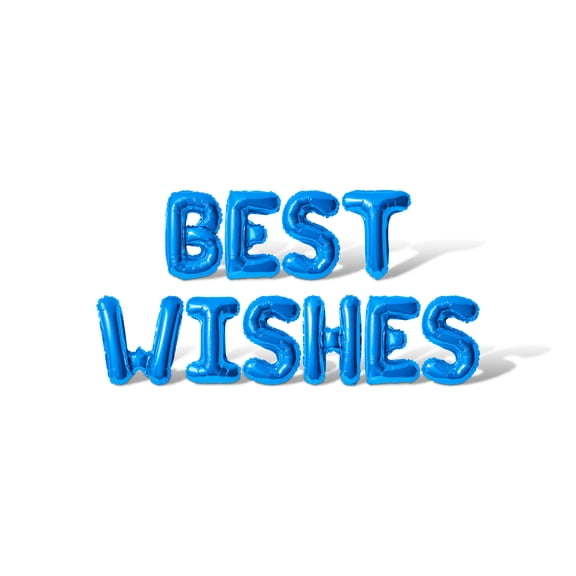 Letter Balloons - BEST WISHES 16" Inch Alphabet Letters Foil Mylar Balloon Graduation or Retirement Party Banner (Blue)
