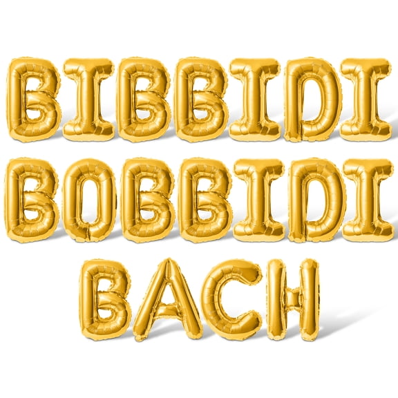 Letter Balloons - BIBBIDI BOBBIDI BACH 16" Inch Alphabet Letters Foil Mylar Balloon Bachelorette Party Banner (Gold)