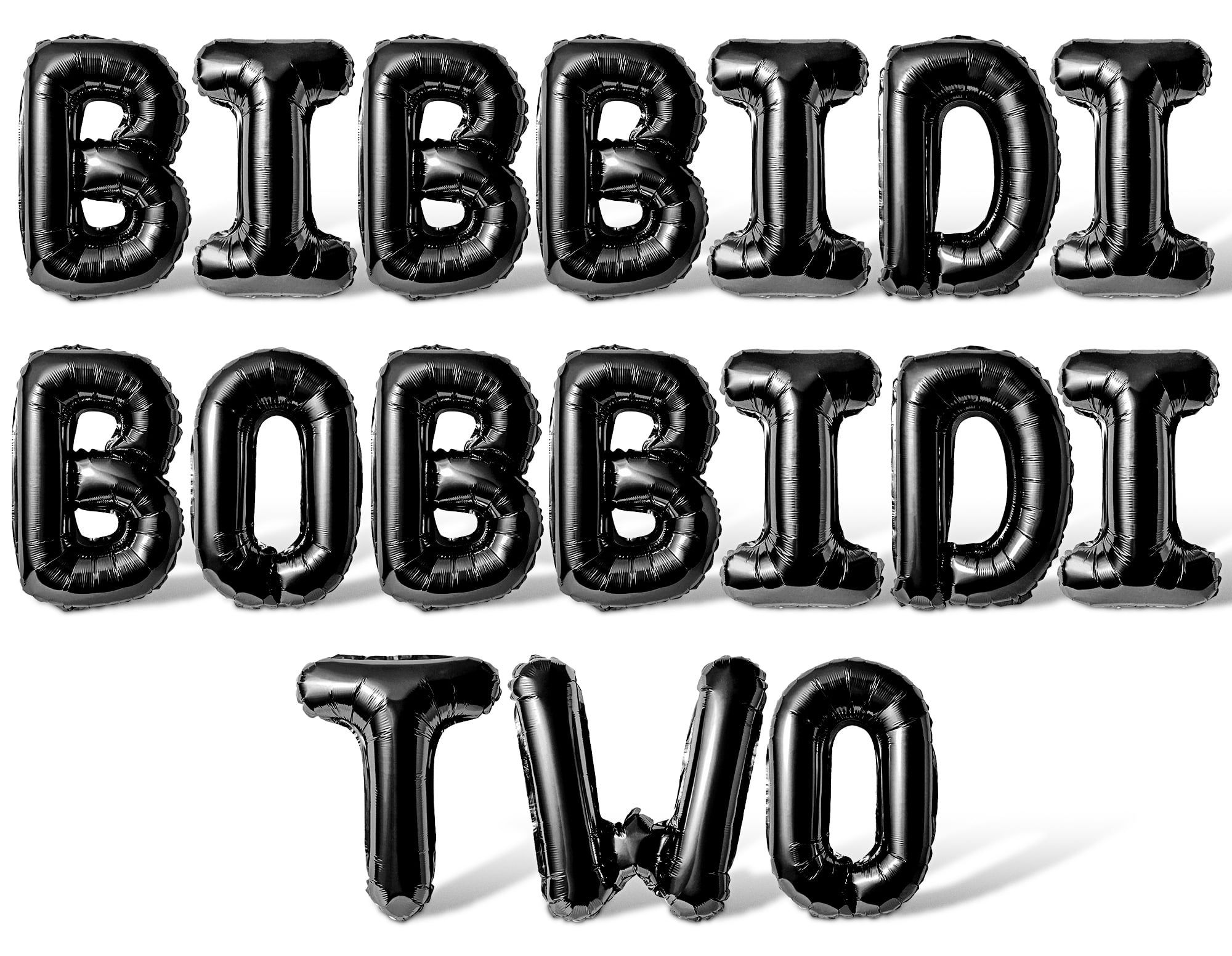 Letter Balloons - BIBBIDI BOBBIDI TWO 16" Inch Alphabet Letters Foil Mylar Balloon 2nd Birthday Party Banner (Black)