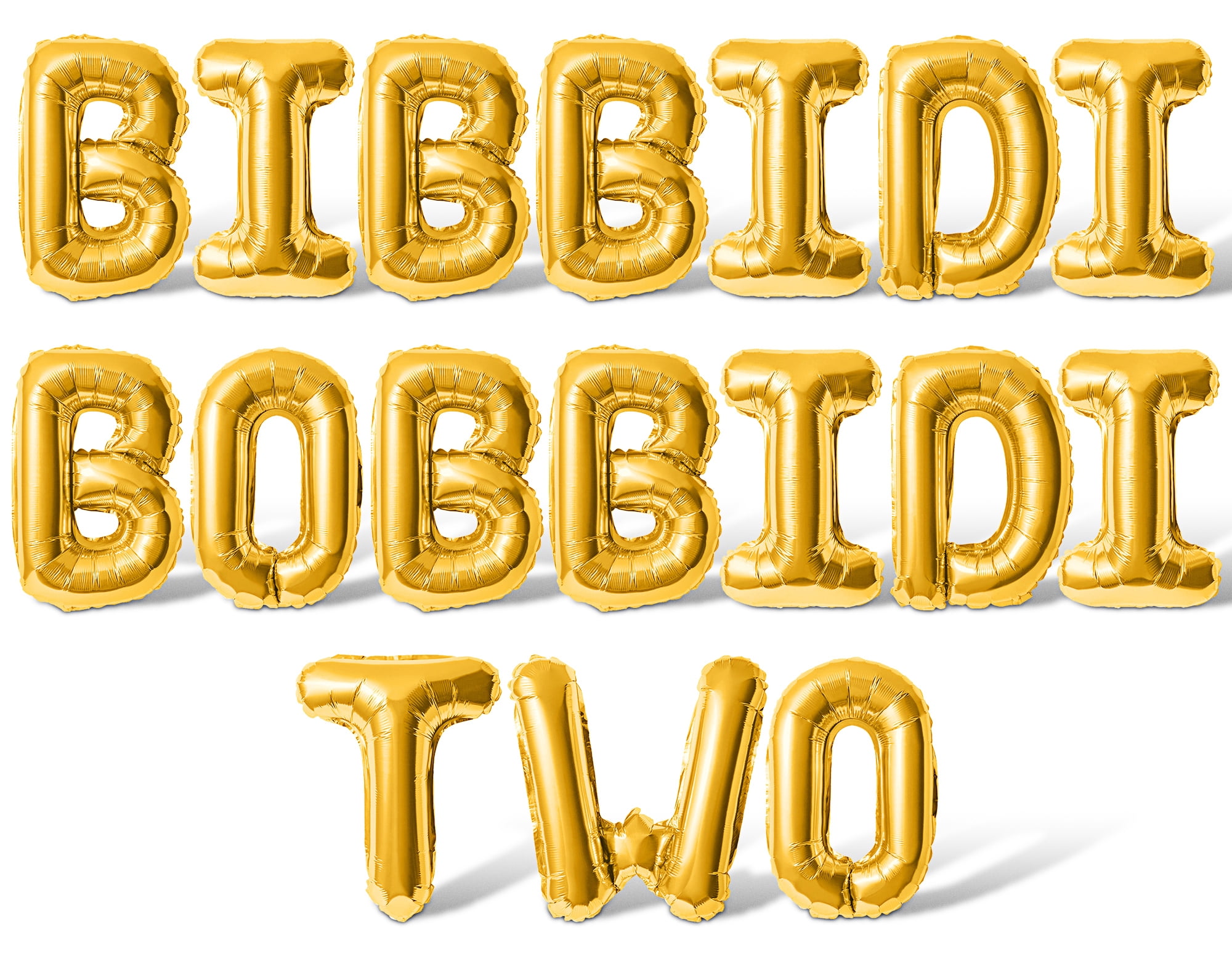 Letter Balloons - BIBBIDI BOBBIDI TWO 16" Inch Alphabet Letters Foil Mylar Balloon 2nd Birthday Party Banner (Gold)