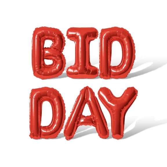 Letter Balloons - BID DAY 16" Inch Alphabet Letters Foil Mylar Balloon Sorority or Fraternity Recruitment Party Banner (Red)