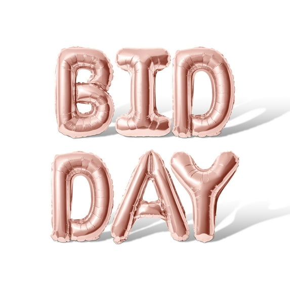 Letter Balloons - BID DAY 16" Inch Alphabet Letters Foil Mylar Balloon Sorority or Fraternity Recruitment Party Banner (Rose Gold)