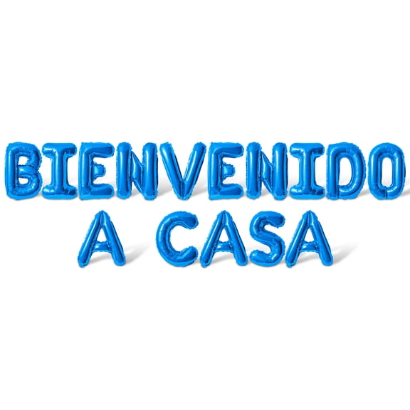 Letter Balloons - BIENVENIDO A CASA 16" Inch Alphabet Letters Foil Mylar Balloon Welcome Home Party Banner (Blue)
