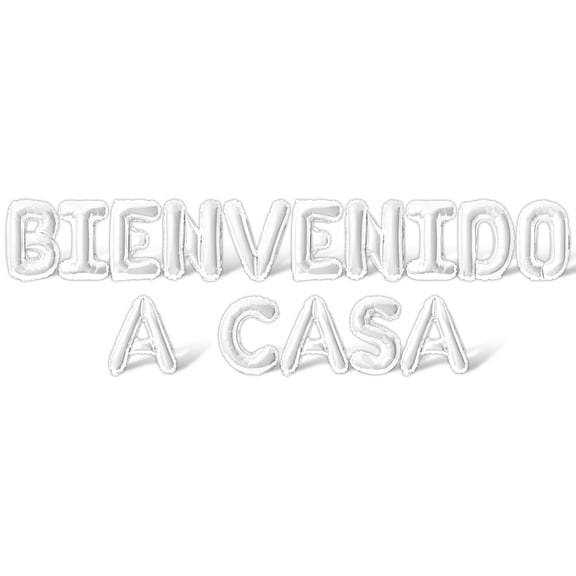 Letter Balloons - BIENVENIDO A CASA 16" Inch Alphabet Letters Foil Mylar Balloon Welcome Home Party Banner (White)