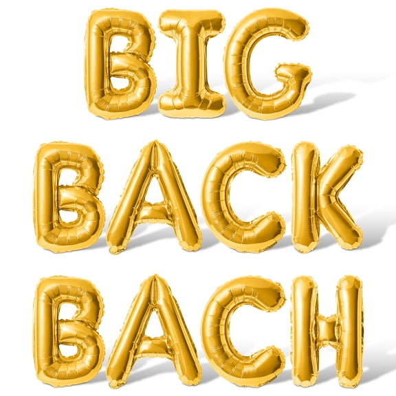 Letter Balloons - BIG BACK BACH 16" Inch Alphabet Letters Foil Mylar Balloon Bachelorette Party Banner (Gold)