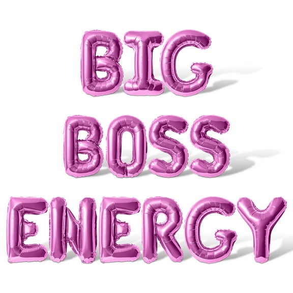 Letter Balloons - BIG BOSS ENERGY 16" Inch Alphabet Letters Foil Mylar Balloon Boss Day Party Banner (Pink)