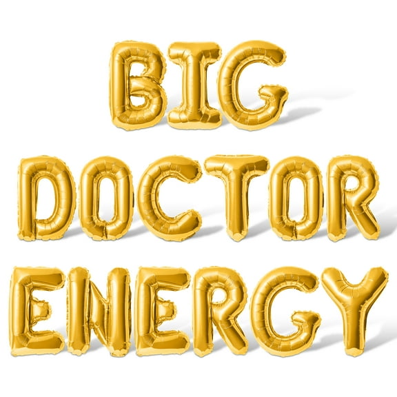 Letter Balloons - BIG DOCTOR ENERGY 16" Inch Alphabet Letters Foil Mylar Balloon Medical School Graduation Party Banner (Gold)