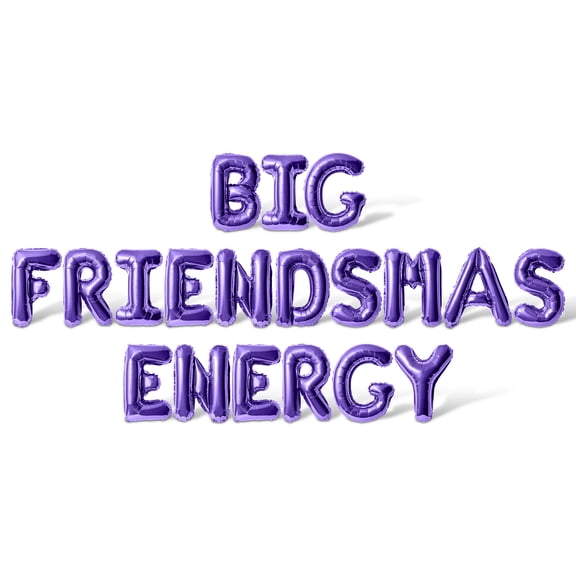 Letter Balloons - BIG FRIENDSMAS ENERGY 16" Inch Alphabet Letters Foil Mylar Balloon Friendsmas Party Banner (Purple)