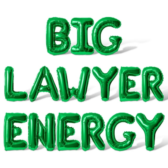 Letter Balloons - BIG LAWYER ENERGY 16" Inch Alphabet Letters Foil Mylar Balloon Law School Graduation Party Banner (Green)