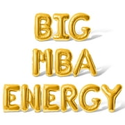 Letter Balloons - BIG MBA ENERGY 16" Inch Alphabet Letters Foil Mylar Balloon Business School Graduation Party Banner (Gold)