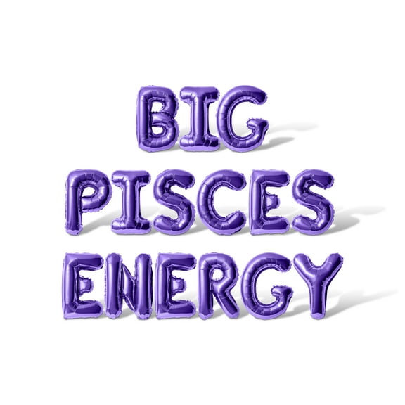Letter Balloons - BIG PISCES ENERGY 16" Inch Alphabet Letters Foil Mylar Balloon Birthday Party Banner (Purple)