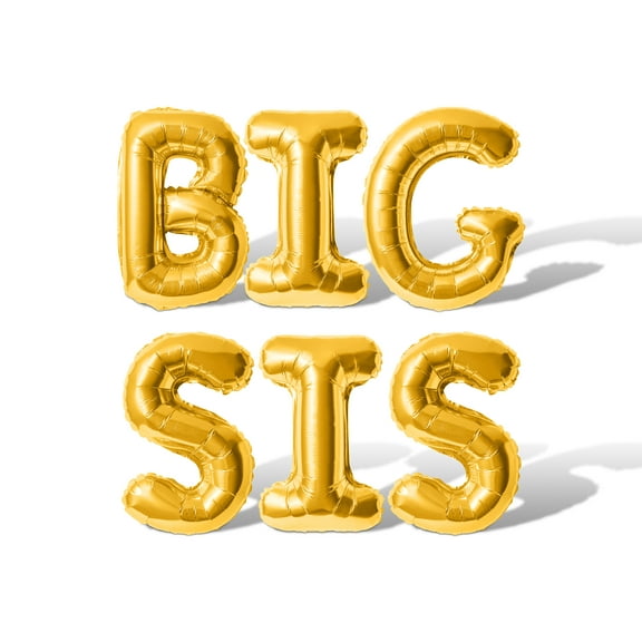 Letter Balloons - BIG SIS 16" Inch Alphabet Letters Foil Mylar Balloon Baby Shower Party Banner (Gold)