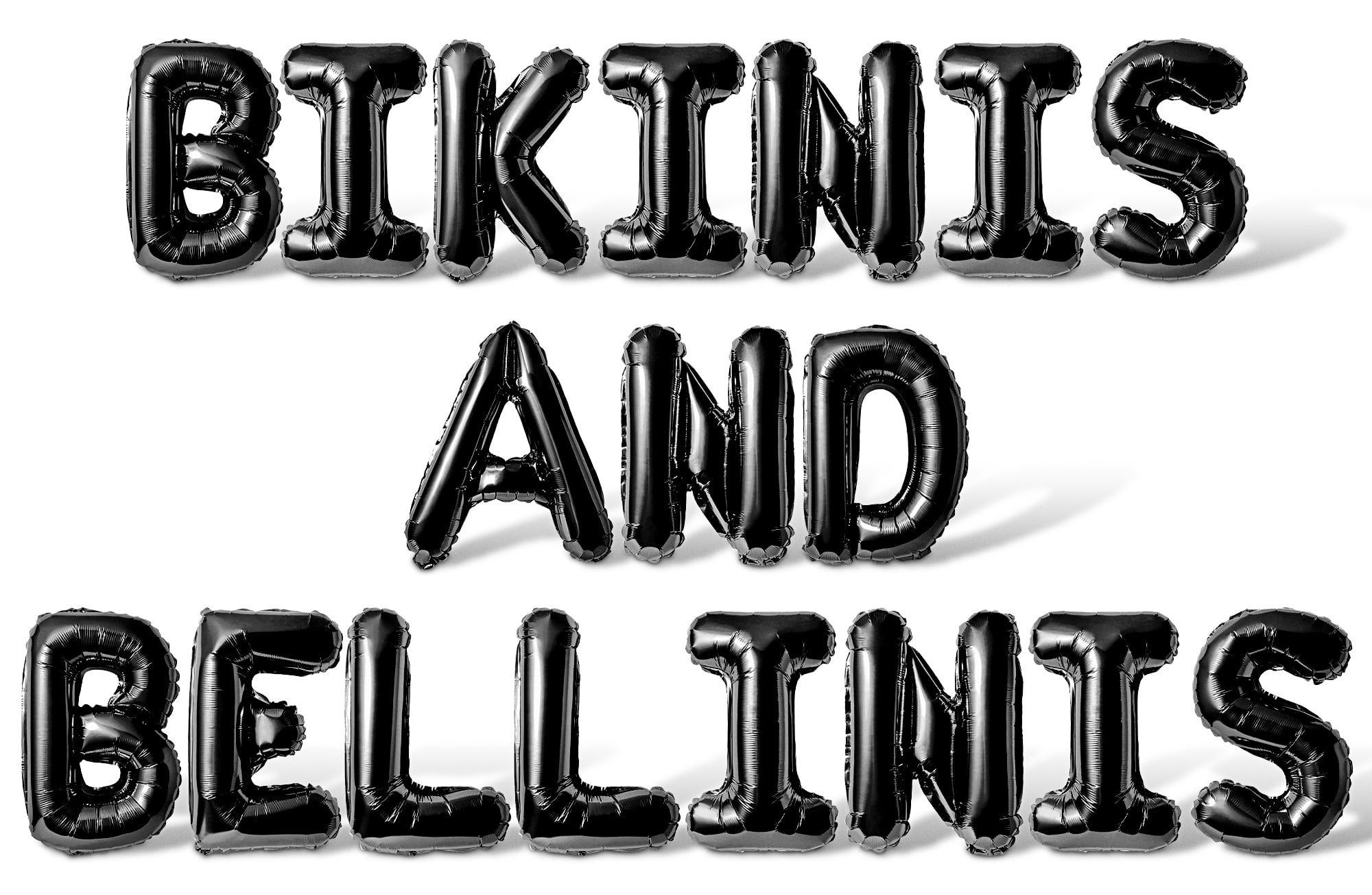 Letter Balloons - BIKINIS AND BELLINIS 16" Inch Alphabet Letters Foil Mylar Balloon Bachelorette or Bridal Shower Party Banner (Black)