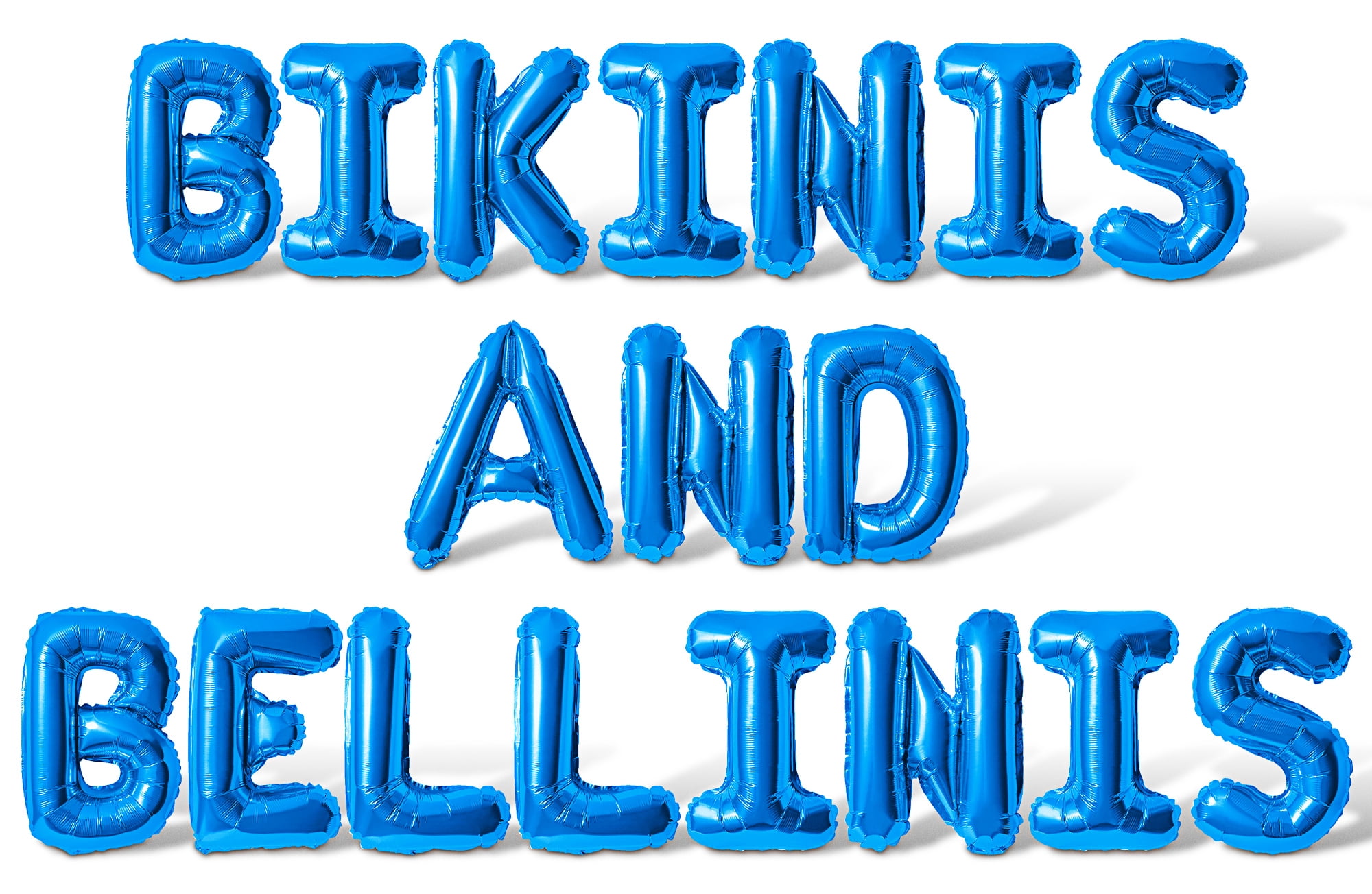 Letter Balloons - BIKINIS AND BELLINIS 16" Inch Alphabet Letters Foil Mylar Balloon Bachelorette or Bridal Shower Party Banner (Blue)