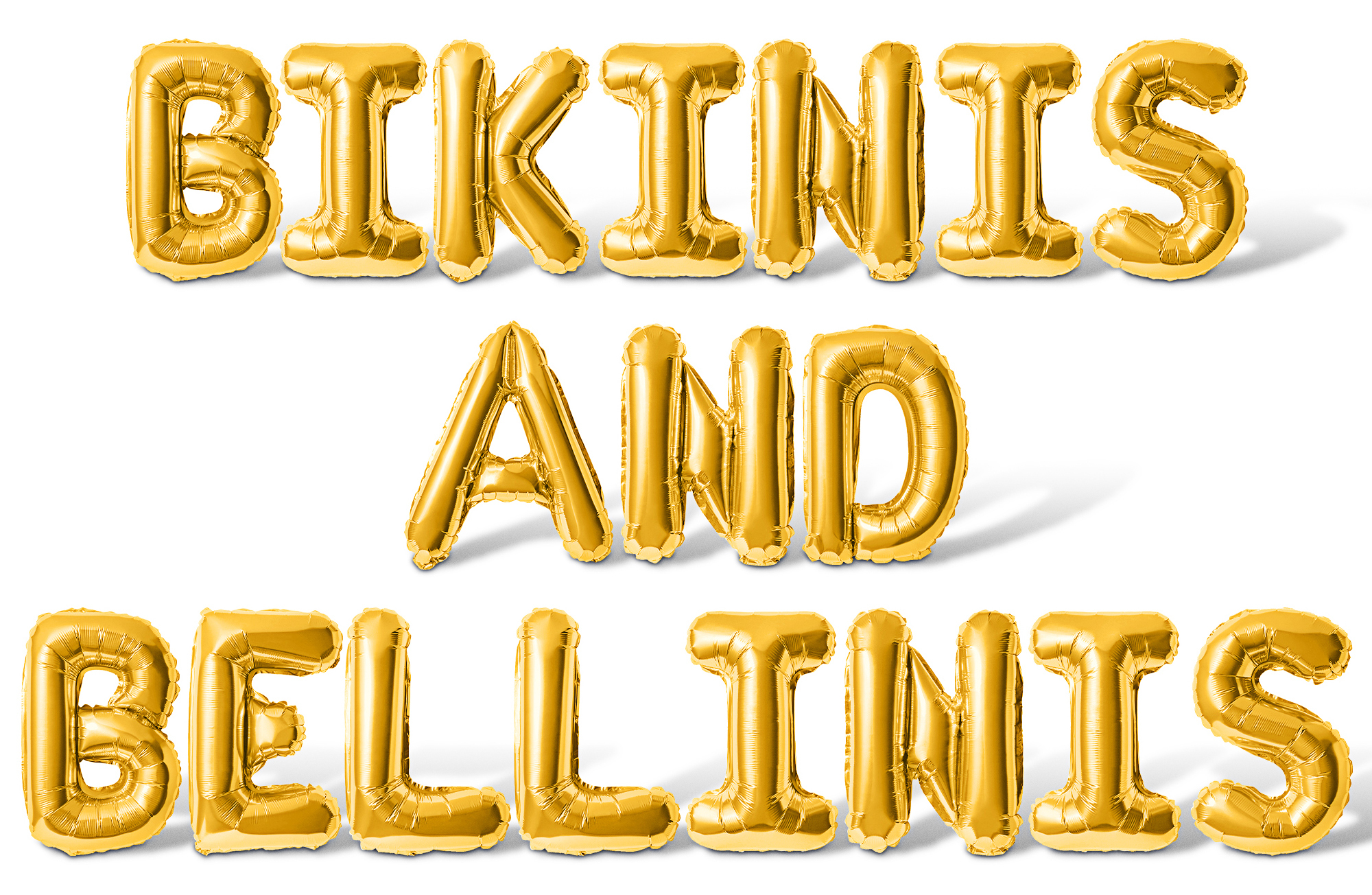 Letter Balloons - BIKINIS AND BELLINIS 16" Inch Alphabet Letters Foil Mylar Balloon Bachelorette or Bridal Shower Party Banner (Gold)