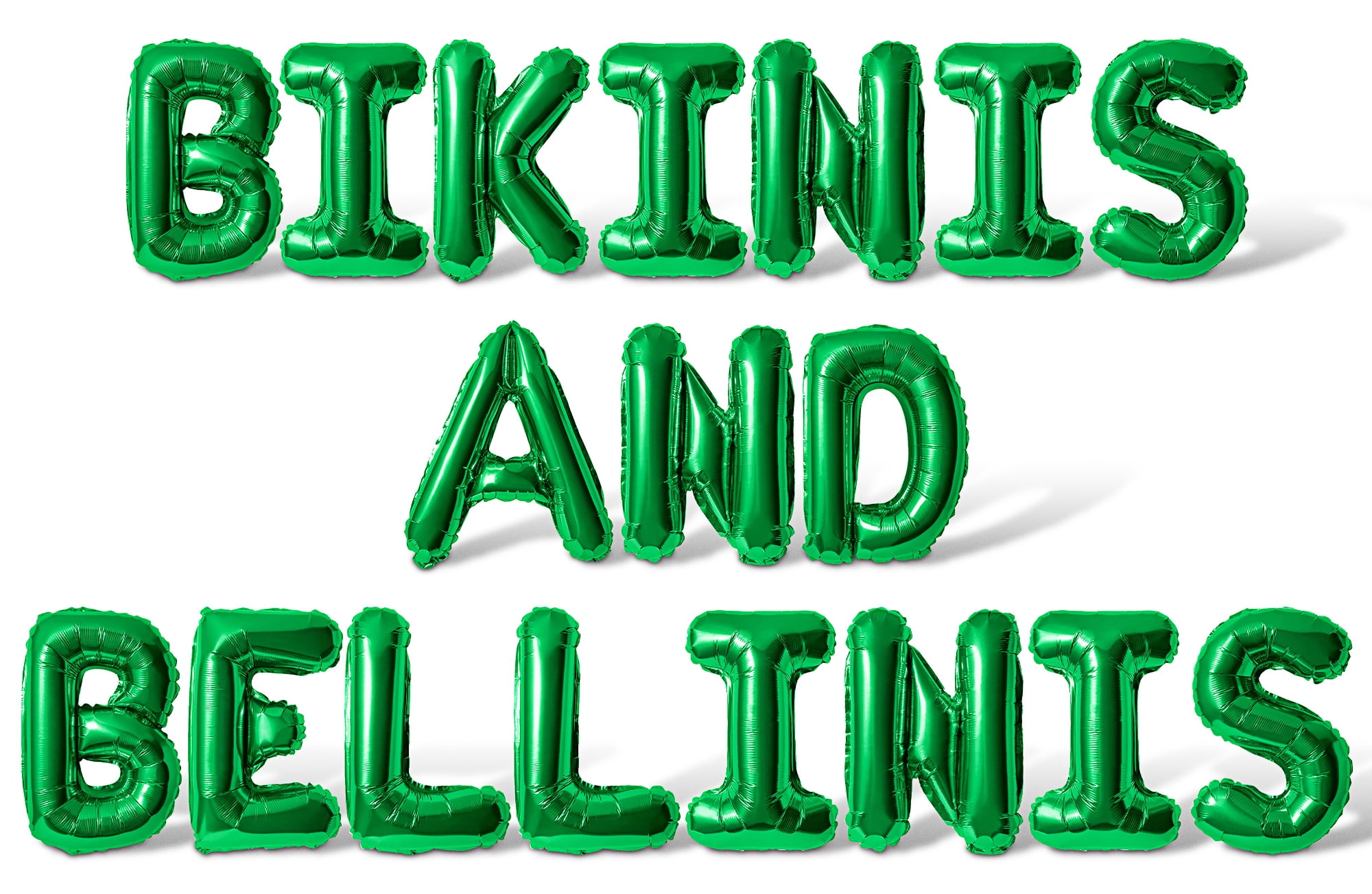 Letter Balloons - BIKINIS AND BELLINIS 16" Inch Alphabet Letters Foil Mylar Balloon Bachelorette or Bridal Shower Party Banner (Green)