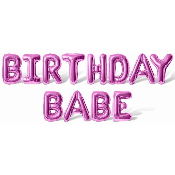 Letter Balloons - BIRTHDAY BABE 16" Inch Alphabet Letters Foil Mylar Balloon Birthday Party Banner (Pink)