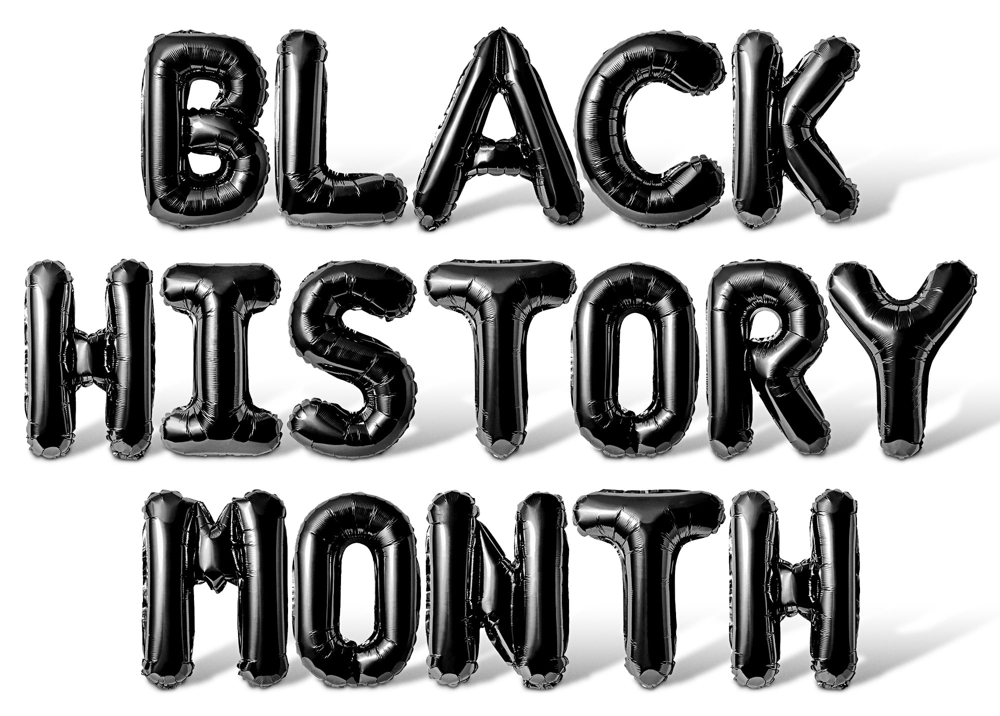 Letter Balloons - BLACK HISTORY MONTH 16" Inch Alphabet Letters Foil Mylar Balloon Black History Month Party Banner (Black)