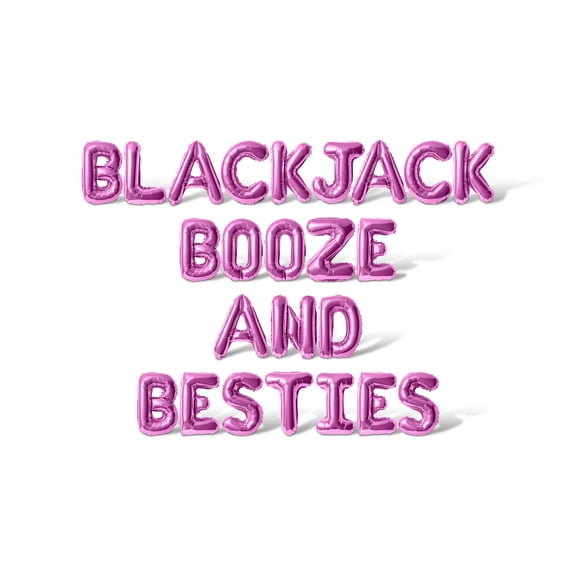 Letter Balloons - BLACKJACK BOOZE AND BESTIES 16" Inch Alphabet Letters Foil Mylar Balloon Bachelorette or Bridal Shower Party Banner (Pink)