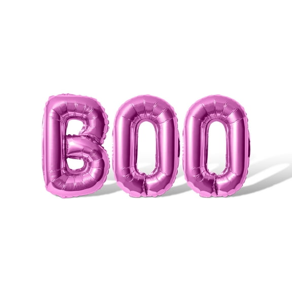 Letter Balloons - BOO 16" Inch Alphabet Letters Foil Mylar Balloon Halloween Party Banner (Pink)