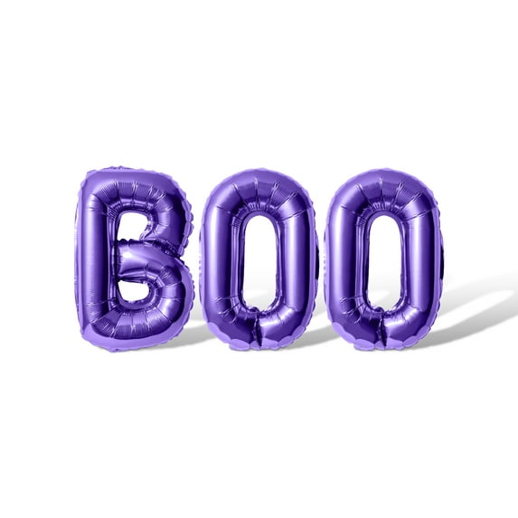 Letter Balloons - BOO 16" Inch Alphabet Letters Foil Mylar Balloon Halloween Party Banner (Purple)