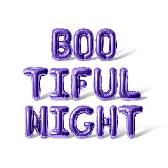Letter Balloons - BOO TIFUL NIGHT 16" Inch Alphabet Letters Foil Mylar Balloon Halloween Party Banner (Purple)