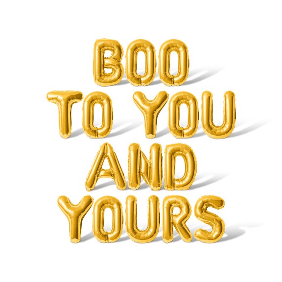 Letter Balloons - BOO TO YOU AND YOURS 16" Inch Alphabet Letters Foil Mylar Balloon Halloween Party Banner (Gold)