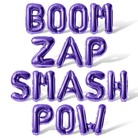 Letter Balloons - BOOM ZAP SMASH POW 16" Inch Alphabet Letters Foil Mylar Balloon Birthday Party Banner (Purple)