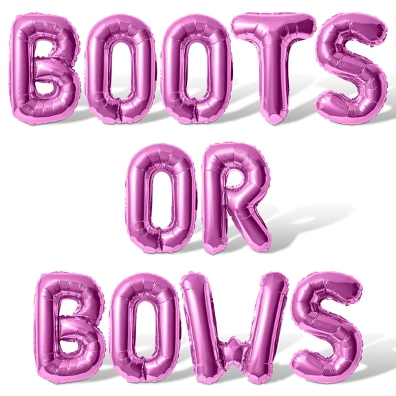 Letter Balloons - BOOTS OR BOWS 16" Inch Alphabet Letters Foil Mylar Balloon Baby Shower Party Banner (Pink)