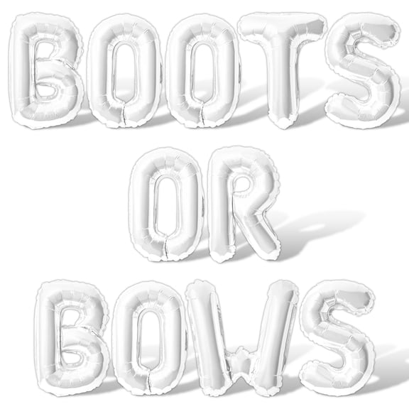 Letter Balloons - BOOTS OR BOWS 16" Inch Alphabet Letters Foil Mylar Balloon Baby Shower Party Banner (White)
