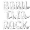 thumbnail image 1 of Letter Balloons - BORN TWO ROCK 16" Inch Alphabet Letters Foil Mylar Balloon 2nd Birthday Party Banner (White), 1 of 5